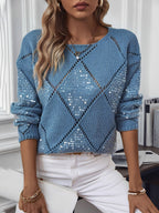 Women's Diamond Pattern Knitted Jumper with Lightweight Feel