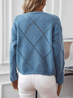 Women's Diamond Pattern Knitted Jumper with Lightweight Feel