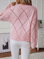 Women's Diamond Pattern Knitted Jumper with Lightweight Feel