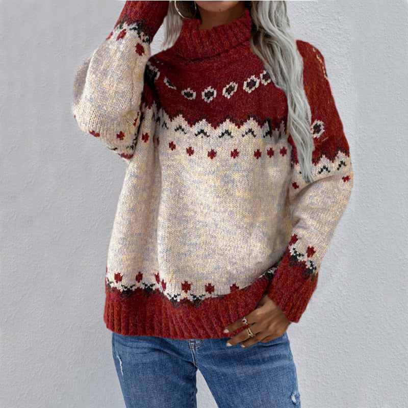 Women's Fair Isle Pattern Chunky Knit Jumper in Thick Knitwear