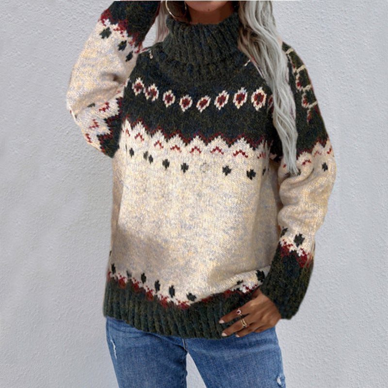 Women's Fair Isle Pattern Chunky Knit Jumper in Thick Knitwear