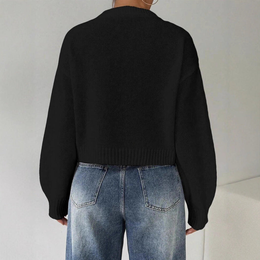 Women's Fine Knit Long Sleeve Jumper with Crew Neck
