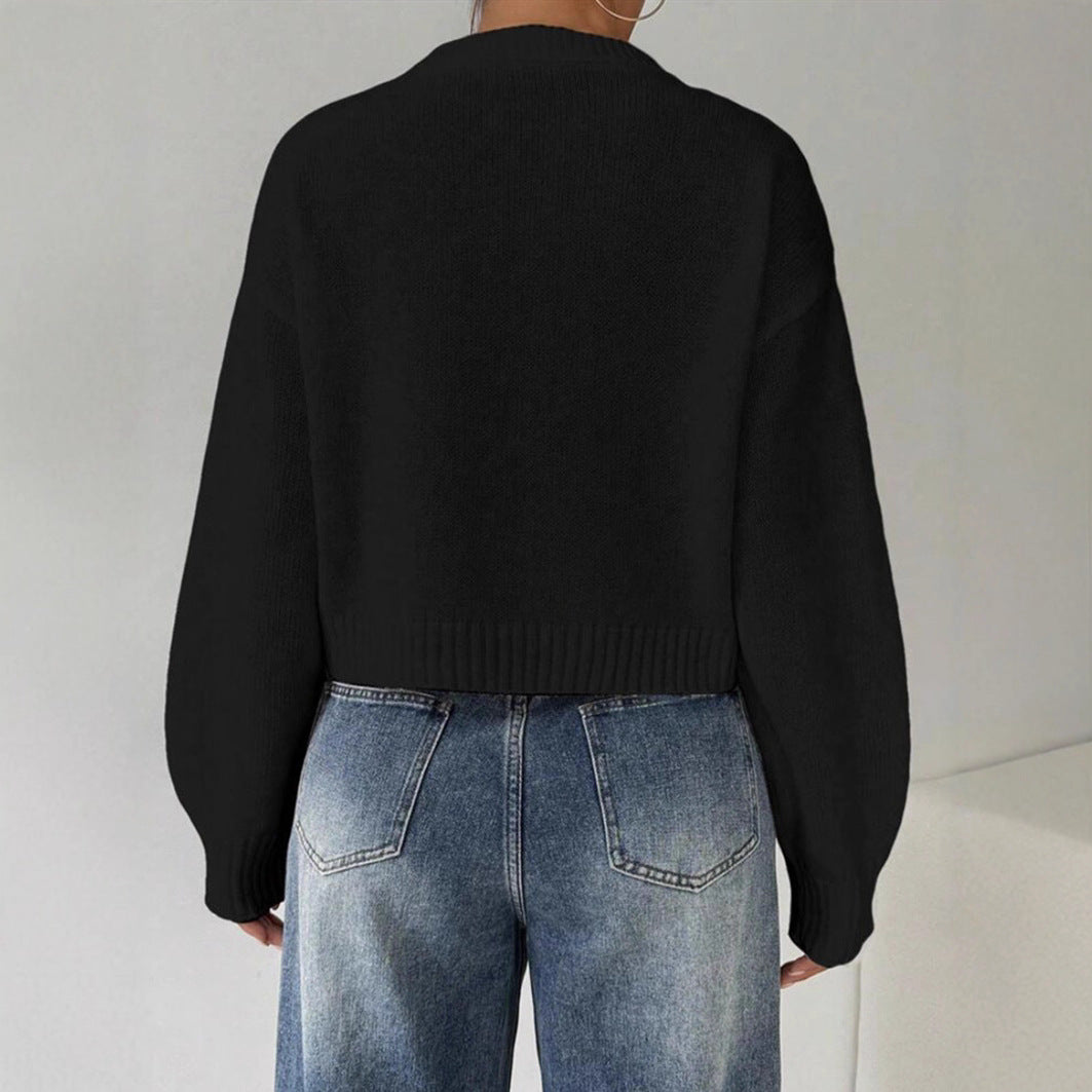 Women's Fine Knit Long Sleeve Jumper with Crew Neck