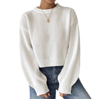 Women's Fine Knit Long Sleeve Jumper with Crew Neck