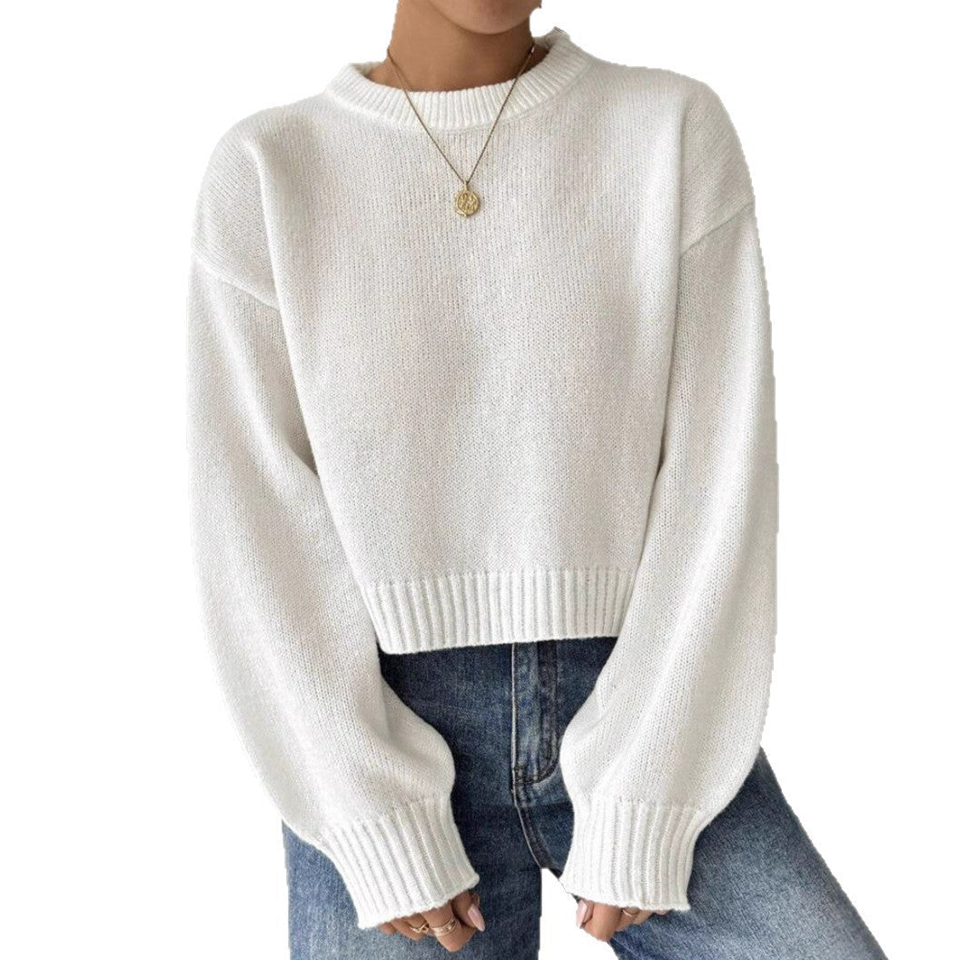 Women's Fine Knit Long Sleeve Jumper with Crew Neck