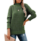 Women's High Collar Knitted Jumper with Long Sleeves