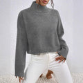 Women's High Collar Long-Sleeved Jumper in Soft Wool Blend