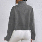 Women's High Collar Long-Sleeved Jumper in Soft Wool Blend