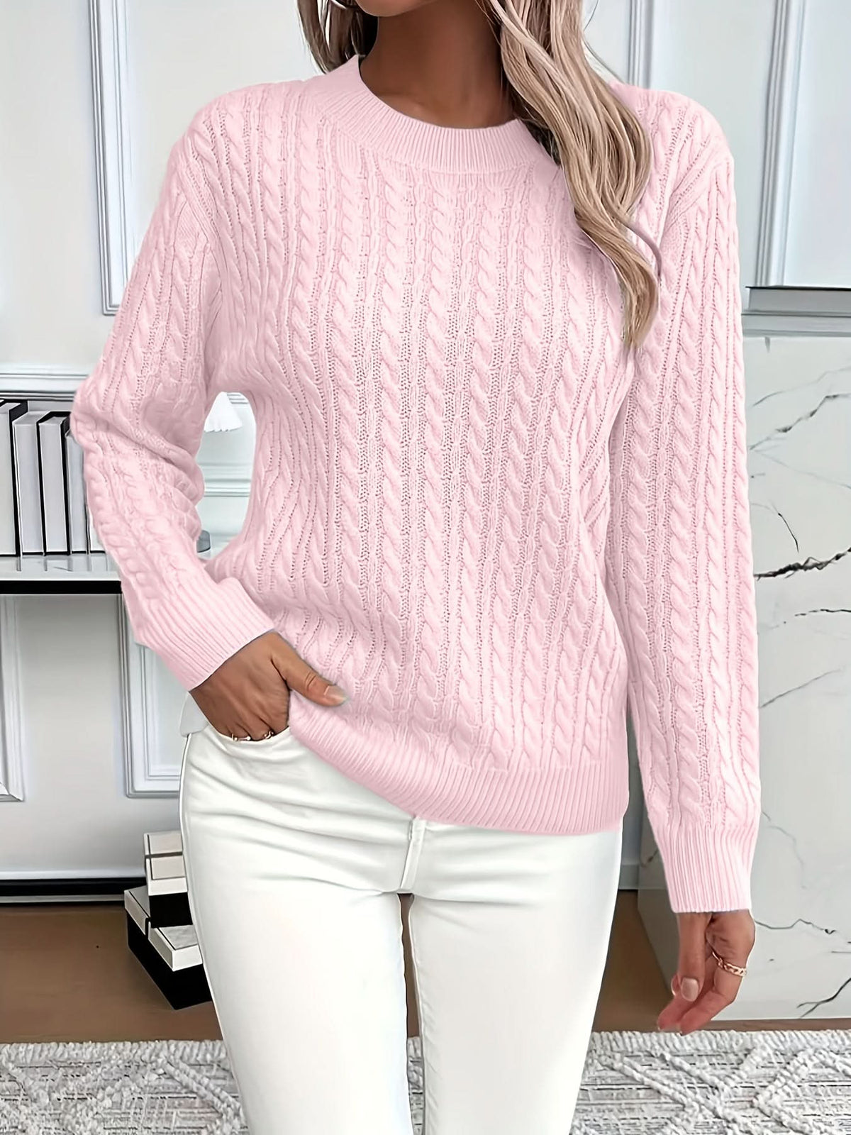 Women's Knitted Crew Neck Jumper in Soft Breathable Fabric