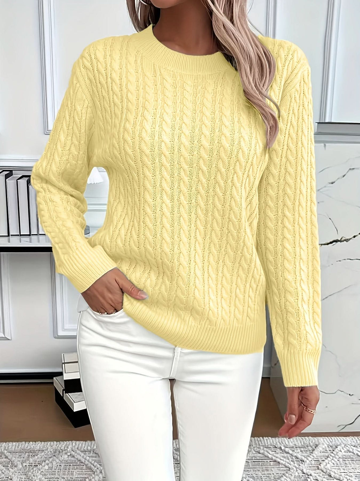 Women's Knitted Crew Neck Jumper in Soft Breathable Fabric