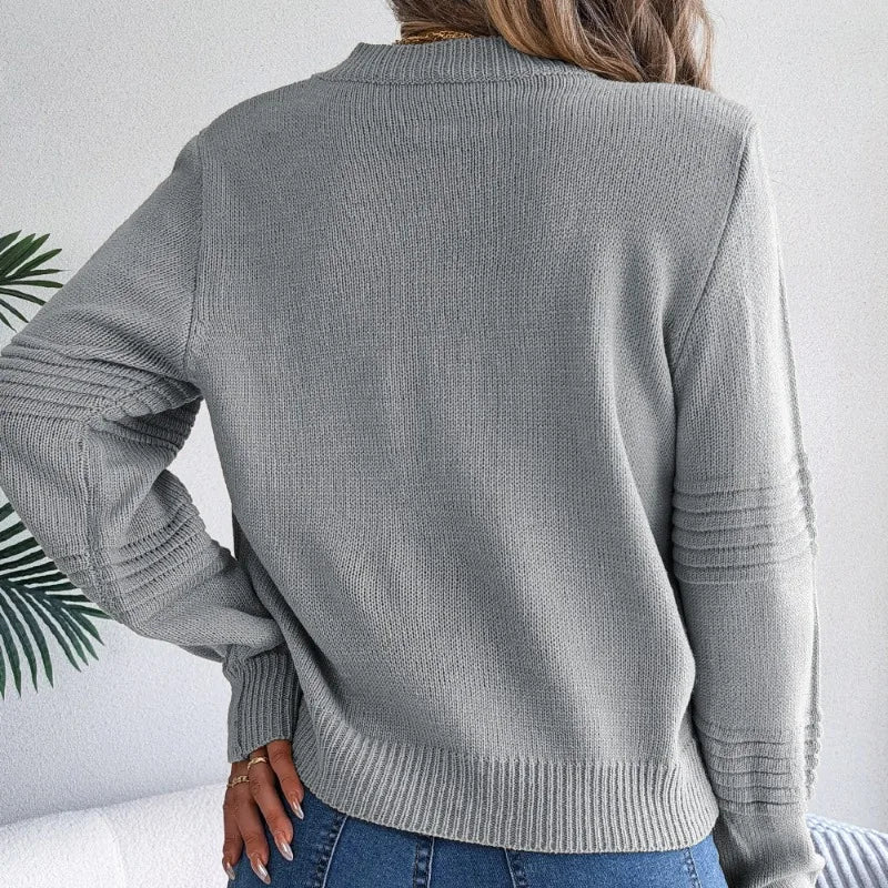 Women's Knitted Crew Neck Jumper in Warm Cotton