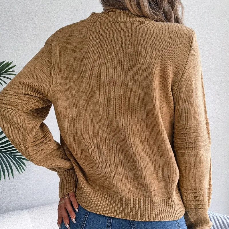 Women's Knitted Crew Neck Jumper in Warm Cotton
