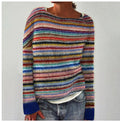 Women's Knitted Crew Neck Jumper with Ribbed Ends and Soft Knit