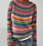 Women's Knitted Crew Neck Jumper with Ribbed Ends and Soft Knit