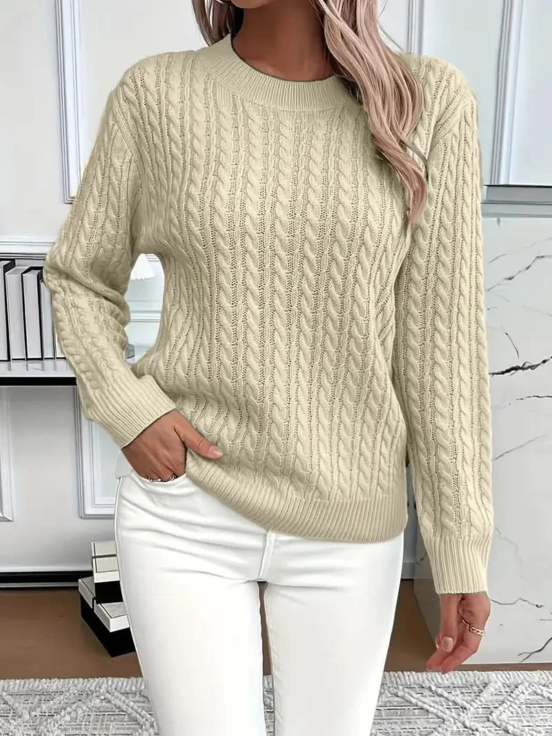 Women's Knitted Crew Neck Jumper with Soft Breathable Knit
