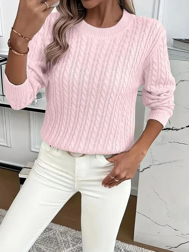 Women's Knitted Crew Neck Jumper with Soft Breathable Knit