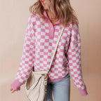 Women's Knitted Jumper with Collar and Button Detail