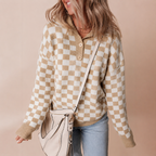 Women's Knitted Jumper with Collar and Button Detail