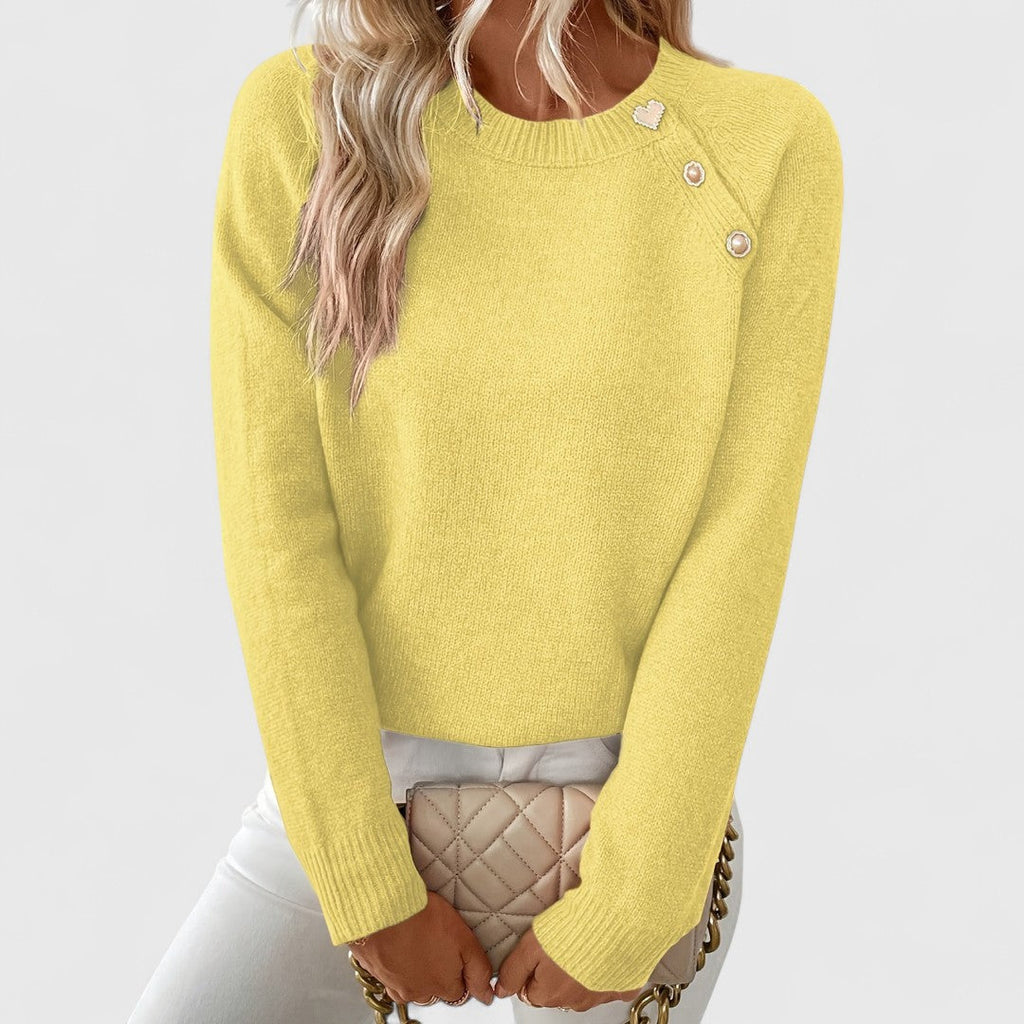 Women's Knitted Jumper with Pearl Button Detail