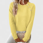 Women's Knitted Jumper with Pearl Button Detail