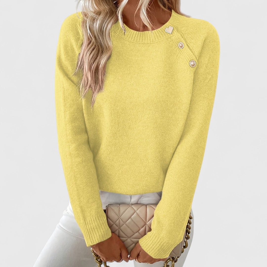 Women's Knitted Jumper with Pearl Button Detail