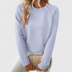 Women's Knitted Jumper with Pearl Button Detail