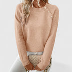 Women's Knitted Jumper with Pearl Button Detail
