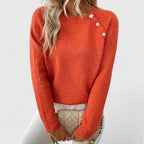 Women's Knitted Jumper with Pearl Button Detail