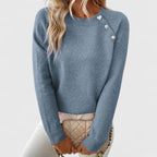 Women's Knitted Jumper with Pearl Button Detail