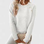 Women's Knitted Jumper with Pearl Button Detail