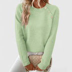 Women's Knitted Jumper with Pearl Button Detail