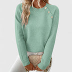 Women's Knitted Jumper with Pearl Button Detail