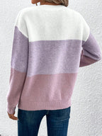 Women's Knitted Jumper with Stand-Up Collar and Ribbed Cuffs