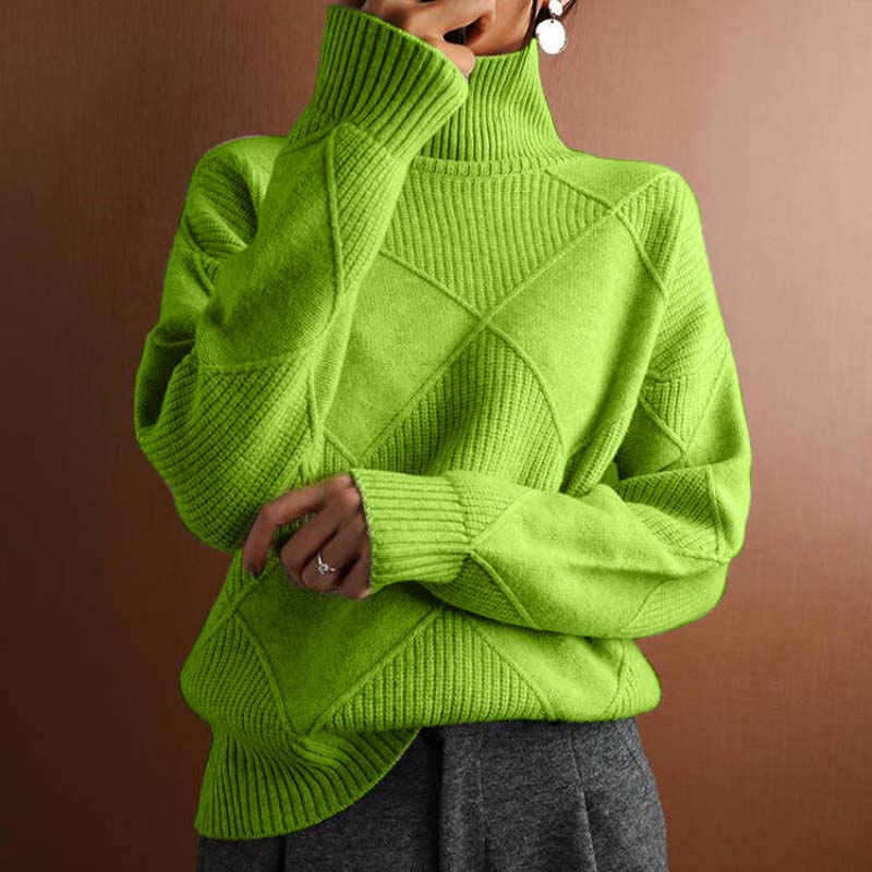Women's Knitted Turtleneck Jumper with Cozy Drape