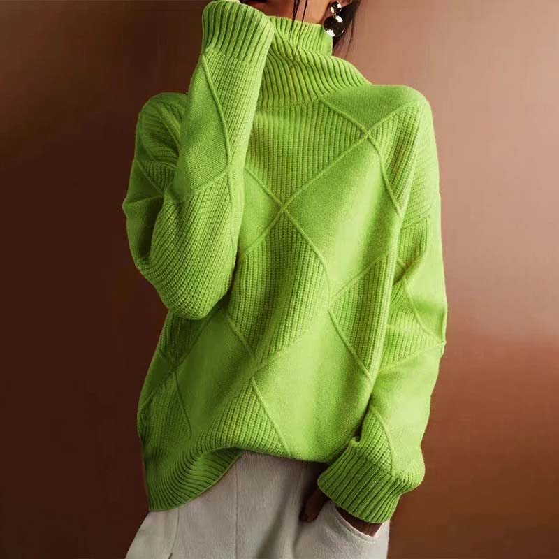 Women's Knitted Turtleneck Jumper with Cozy Drape