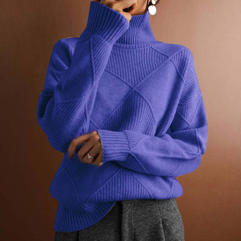 Women's Knitted Turtleneck Jumper with Cozy Drape