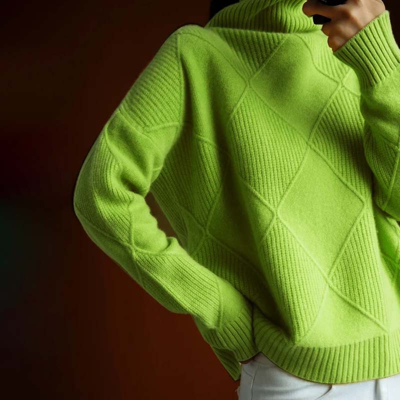Women's Knitted Turtleneck Jumper with Cozy Drape