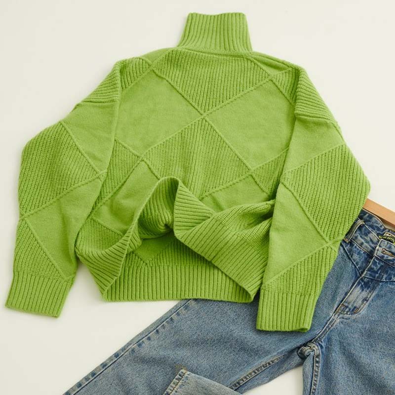 Women's Knitted Turtleneck Jumper with Cozy Drape