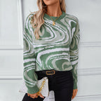 Women's Knitted Wave Pattern Jumper in Lightweight Knit