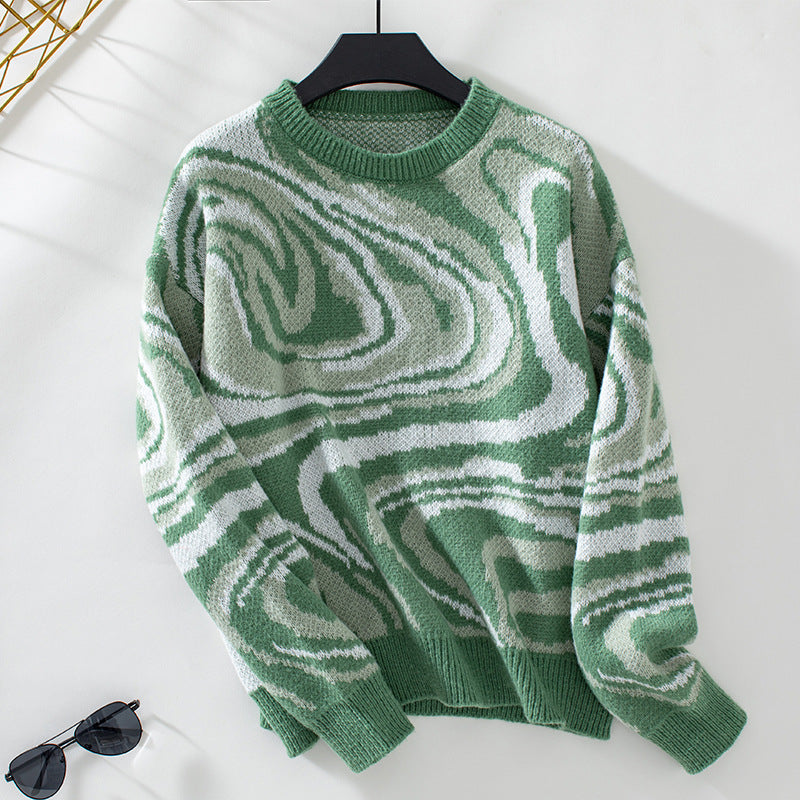 Women's Knitted Wave Pattern Jumper in Lightweight Knit