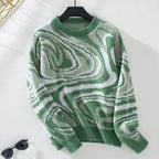 Women's Knitted Wave Pattern Jumper in Lightweight Knit