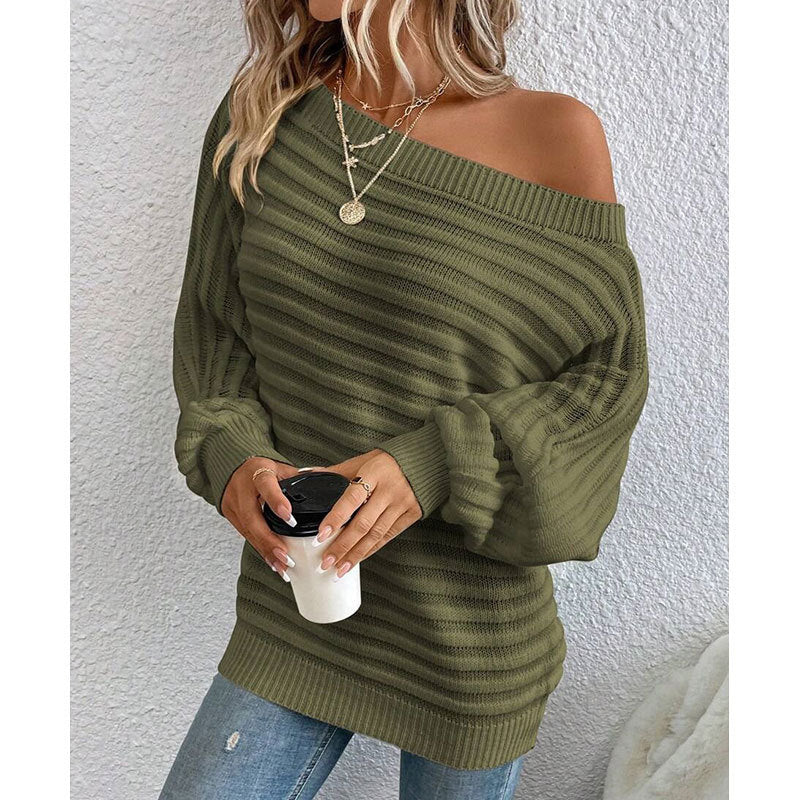 Women's Lightweight Knitted Jumper with Asymmetrical Neckline