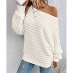 Women's Lightweight Knitted Jumper with Asymmetrical Neckline