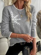 Women's Long-Sleeved Jumper with Snowflake Pattern