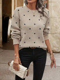 Women's Long-Sleeved Polka Dot Knit Jumper with Soft Fabric