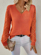 Women's Long-Sleeved V-Neck Knitted Jumper in Classic Fit