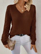 Women's Long-Sleeved V-Neck Knitted Jumper in Classic Fit