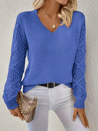 Women's Long-Sleeved V-Neck Knitted Jumper in Classic Fit