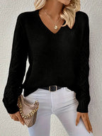 Women's Long-Sleeved V-Neck Knitted Jumper in Classic Fit