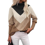 Women's Long Sleeve High Collar Knitted Jumper with Comfortable Stretch